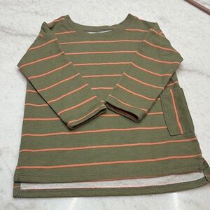 Olive Green Striped Kids Shirt